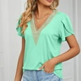 thumbnail image 6 of Inverlee T Shirts for Women V Neck Dressy Casual Short Sleeve Tops Boho Solid Color Shirts Flowy Vacation Tunic Blouse Tee Summer Fashion, 6 of 6