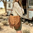 thumbnail image 4 of VeFlora Women's Western Fringe Crossbody Bag, Buckle Shoulder Purse, Adjustable Strap Hobo Bag for Casual Commuting & Daily Use(One Size/Brown), 4 of 7