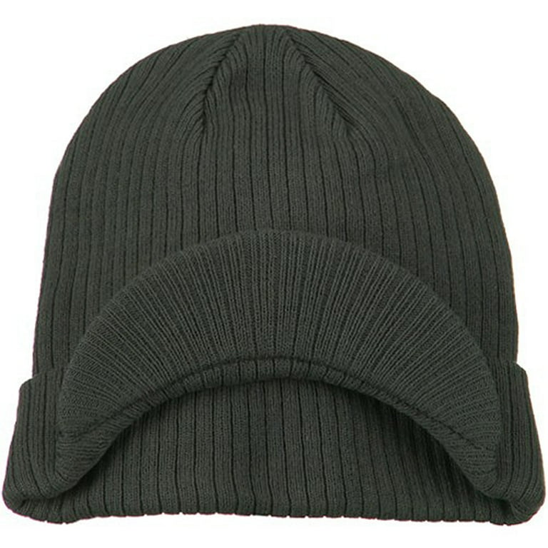 Big Knit Ribbed Beanie with Visor - Charcoal XL-3XL - Walmart.com