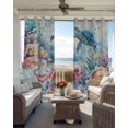 thumbnail image 6 of Sea Turtle Octopus Blackout Curtains for Bedroom Living Room Darkening Curtains 84 Inch Length 2 Panels Set Coastal Coral Summer Ocean Beige Window Curtain Window Treatment Grommet Drapes 42"x84", 6 of 9