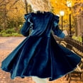 thumbnail image 6 of Odeerbi Kids Girls Long Sleeve Velvet Dresses Spring Fall Ruffle Princess Dress Casual Flared A-Line Dress Kids Girls Clothes, 6 of 9