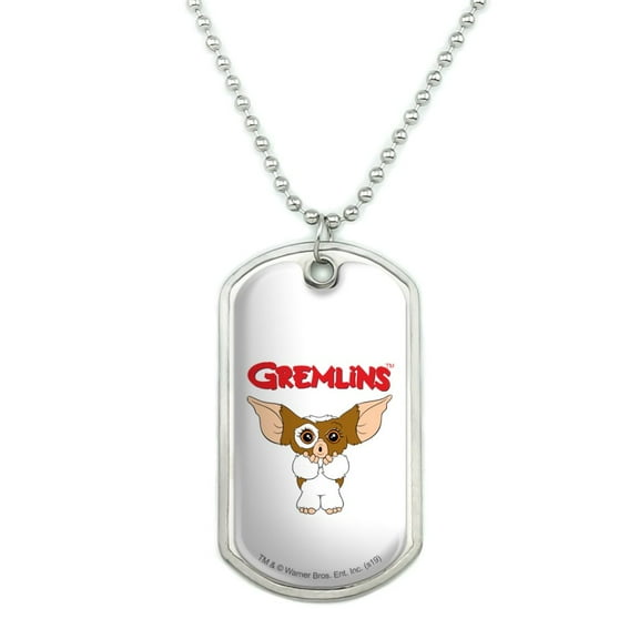 Gremlins Gizmo Logo Military Dog Tag Pendant Necklace with Chain