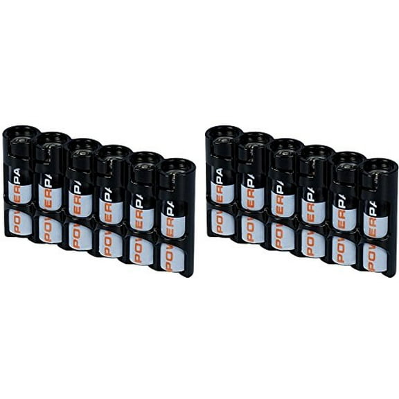 Powerpax Slim Line "AAA" Battery Caddy, Black X 2 Holders "Each Holds 6 AAA Batteries"