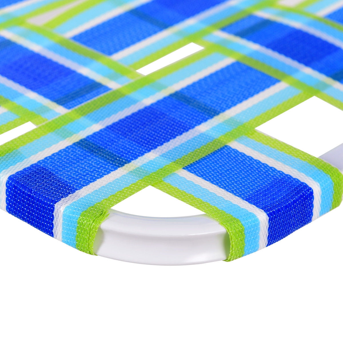 Costway 6pcs Folding Beach Chair Camping Lawn Webbing Chair Lightweight 1 Position Blue