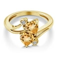 thumbnail image 3 of Gem Stone King 18K Yellow Gold Plated Silver Yellow Citrine and White Lab Grown Diamond Ring for Women (1.33 Cttw, Heart Shape 6MM, Gemstone November Birthstone, Available in Size 5, 6, 7, 8, 9), 3 of 6