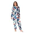 thumbnail image 4 of Adult Christmas Onesie Cherry with Blue Leaves Adult Zipper One-Piece Pajamas Unisex Pajamas with Pockets, 4 of 6