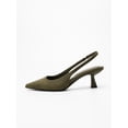 thumbnail image 4 of On feet& in love Women's Pointed Toe Suede Narrow Width Slingback Kitten Heels - Comfortable Low Heel Dark Olive Dress Shoes for Office & Wedding - Size 11, 4 of 8