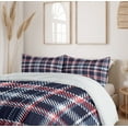 thumbnail image 6 of Ambesonne Checkered Duvet Cover Sets, Retro Plaid Mosaic, 2-Queen, Dark Coral Pale Blue, 6 of 7