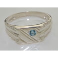 thumbnail image 5 of LBG 925 Sterling Silver Natural Blue Topaz Mens Signet Ring - Size 7.25, 5 of 6