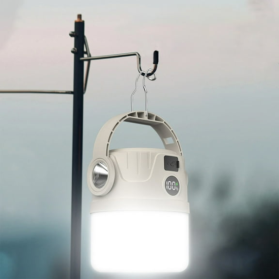 Solar Camping Lantern with Power Bank | 1200mAh Rechargeable Battery, Type-C & Solar Charging | 5W Portable LED Light with Adjustable Brightness for Outdoor, & Tent