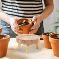thumbnail image 4 of MERRYHAPY 1Pcs Wood Color Flowerpot Display Base Small Decorative Stool 6.5x6.5x3.5in, 4 of 8