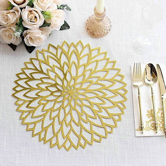 Balsa Circle 6  Metallic Gold 13 in Laser Cut Hibiscus Flower Cardboard Placemats Party Events Decorations
