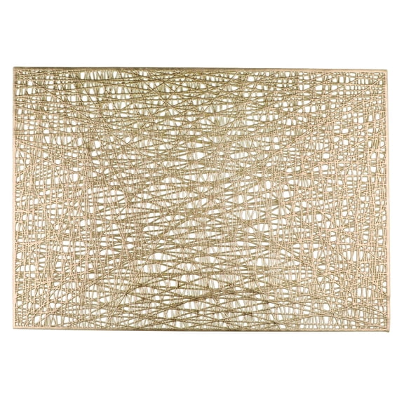Ksopiavobs Gold Rectangle Placemats Set of 8 Metallic Vinyl Easy to Clean Non-Slip Stain Heat Resistant Washable Wipeable Morden Abstract Table Mats for Dinning Wedding Party Festival