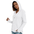thumbnail image 7 of Womens Long Sleeve V Neck Henley Shirts Hooded Pullover with Thumb Holes, Summer Casual Athletic Running Hiking Tops Quick Dry Workout Clothes with Kangaroo Pocket, 7 of 7