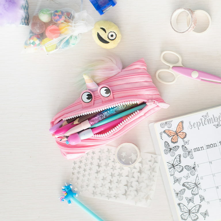 ZIPIT Unicorn Pencil Case for Girls, Cute Pencil Pouch, Made of One Long  Zipper! (Turquoise Unicorn)