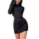 thumbnail image 1 of Vestido de manga larga a la cadera con bolso tejido con capucha ajustado Sexy de Color sólido a la moda para mujer Fridja  NMB1029, 1 of 5