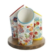 The Pioneer Woman Floral Medley 3-Compartment Ceramic Utensil Holder