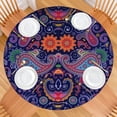 thumbnail image 2 of Boho Floral Elastic Tablecloth for Round Tables 38-42 Inches, 44 Inch Fitted Cover with Wrinkle Resistant Easy Clean Surface, 2 of 7