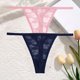 thumbnail image 3 of Bragas de encaje sexys para mujer, ropa interior de cintura baja, Tanga transparente ahuecado sólido, lencería suave y transpirable, 2 unids/set, 3 of 5