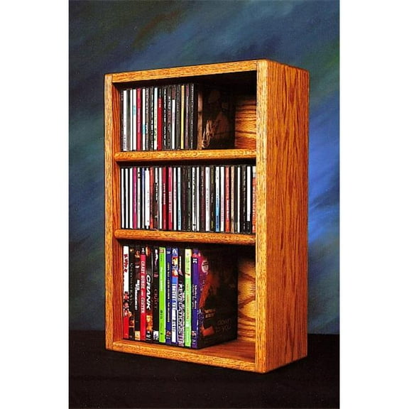 Wood Shed 312-1 W Solid Oak desktop or shelf for CDs and DVDs- VHS Tapes