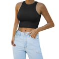 thumbnail image 5 of Beach Vacation Clothes for Women Breastfeeding Top for Women Camisole Tops Diet Top Girl Casual Workout Bra Bright Workout Tops Compression Yoga Camisole Bodysuit Conceal Cut Black S, 5 of 9