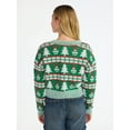 thumbnail image 3 of No Boundaries Embroidered Christmas Cardigan, Women's & Women's Plus, 3 of 6