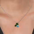 thumbnail image 3 of Gem Stone King 925 Silver and 10K Yellow Gold Green Chrome Diopside and Blue Opal Pendant Necklace for Women (2.40 Cttw, Oval 8X6MM, 7X5MM and 6X4MM, Gemstone, with 18 inch Chain), 3 of 4