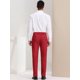 thumbnail image 5 of Pantalones de vestir ajustados con frente plano y bloque de color con estampado geométrico informal para hombre XXL Rojo, 5 of 6
