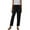 Black, variant on Womens Pants Solid Color with Pocket Elastic Waist Ninth Pants Lightweight Black Womens Trousers L