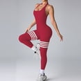 thumbnail image 2 of larppty Womens Workout Seamless Jumpsuit Spring Summer Fashion Hip Lift Peach Hip Shap Backless Yoga Jumpsuit Romper Outfits（Red， M）, 2 of 7