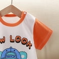 thumbnail image 5 of Sopiago Newborn Baby Boy Summer Outfit Romper Letter Embroidery Short Sleeve Jumpsuit Bodysuit Cute Infant Waffle Clothes Romper for Baby Boy Orange,9-12 Months, 5 of 7