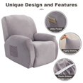 thumbnail image 3 of CJC Stretch 4-Piece Velvet Plush Fabric Recliner Armchair Slipcovers, Silver Gray, 3 of 9
