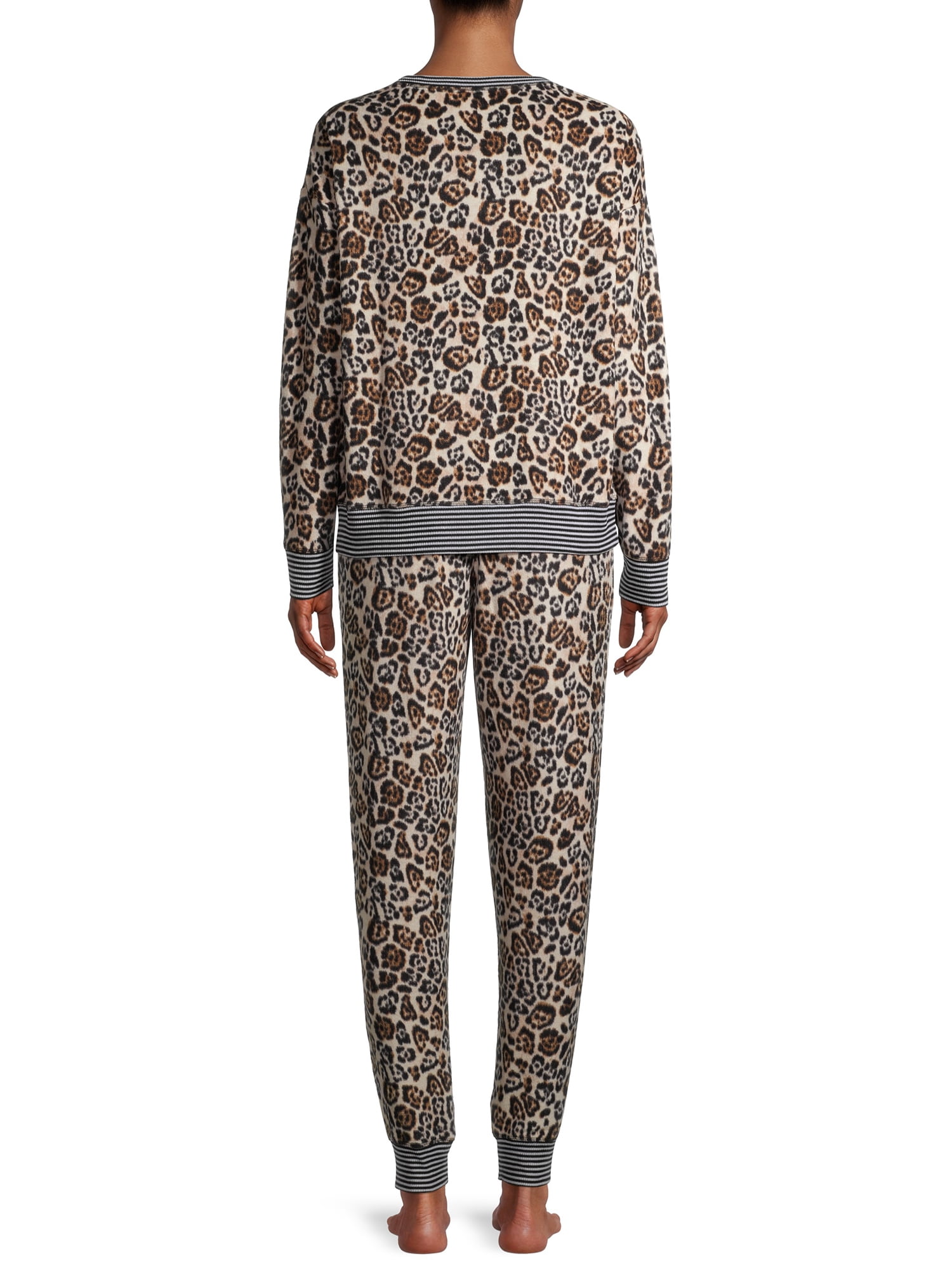 Secret Treasures Women's and Women's Plus Fuzzy Luxe Long Sleeve Top and Pants Pajama Set, 2-Piece
