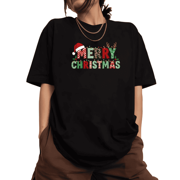 Classic Red Green Merry Christmas Print Tshirt Black Graphic Tees Shirts S-5XL Holiday Tops