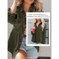 thumbnail image 4 of Xuanfei Women Solid Corduroy Button Down Ruffle Long Sleeve Shacket Coat With Pockets, 4 of 6