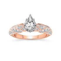 Pear Shape 5 Carat IGI Certified Lab Grown Diamond Ring | 14K Rose Gold |Vintage Willow Lab Diamond Engagement Ring | FG-VS1-VS2 Quality Friendly Diamonds