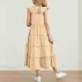 thumbnail image 6 of Bovxnpu Summer Girls Dresses, Girls Casual Flowy Dress Beach Sundress Midi Dress, Girls Short Sleeve Round Neck Ruffle Dress Princess Skirt 12 Years, 6 of 6