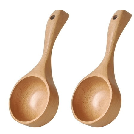 

1Pc Wooden Rice Spoons Coffee Bean Scoops Practical Water Ladles (Log Color)
