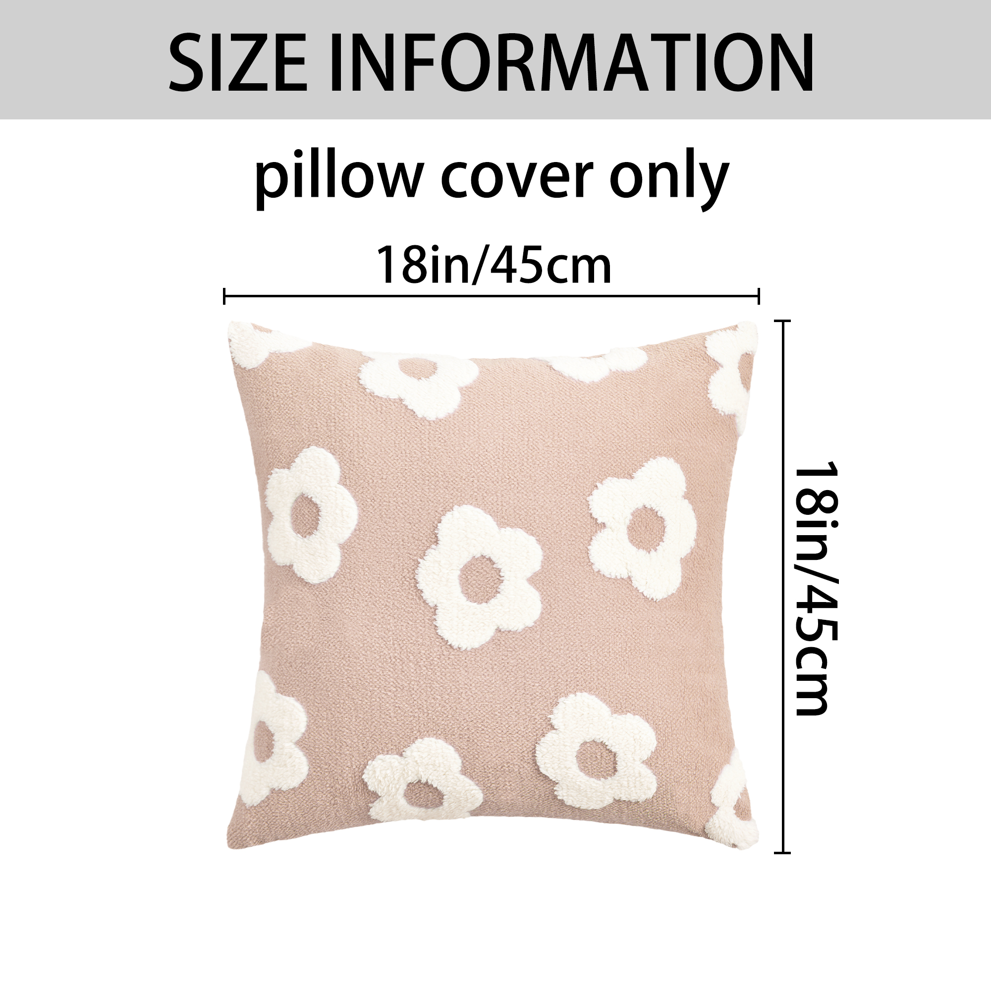 Unique Bargains Pack of 2 Floral Decorative Throw Pillow Covers for Home 18" x 18" Pink