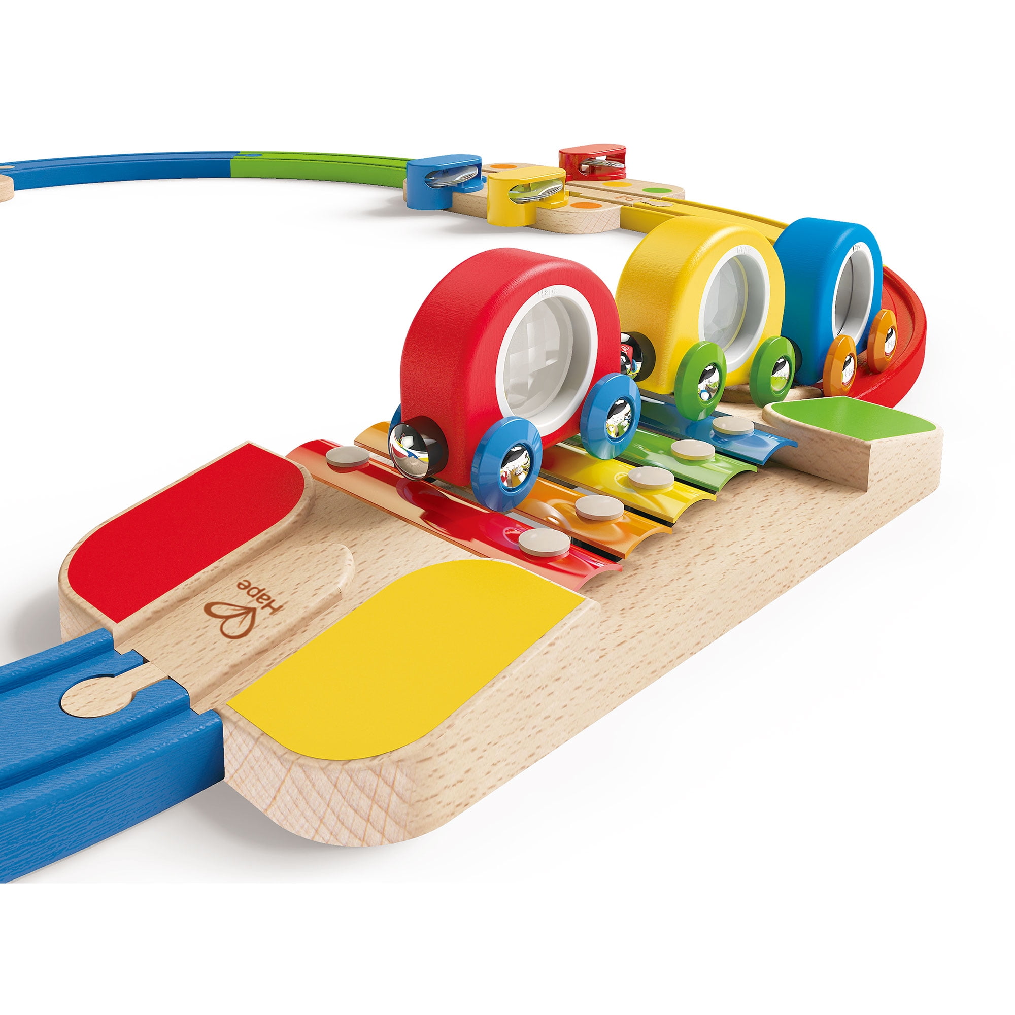 hape musical rainbow railway train set