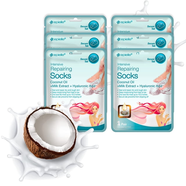 Mascarilla para pies Epielle Intensive Repairing, para pies secos, 6 pares de calcetines