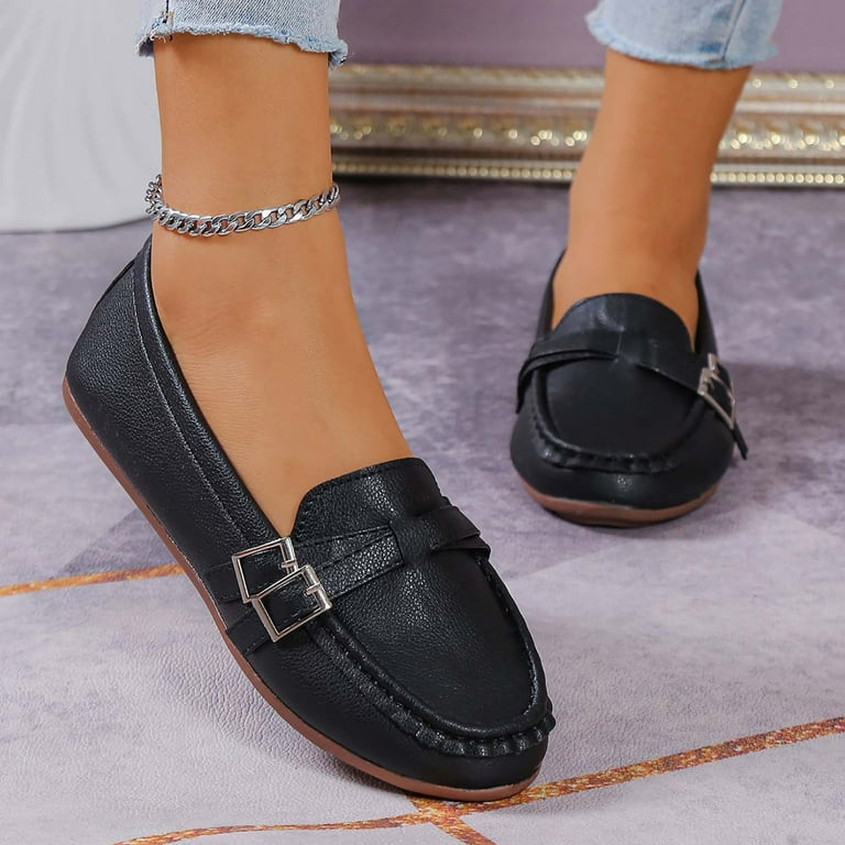 Gezhen Women s Boat Shaped Small Leather Casual Shoes Summer Fashion Like Breathable and Comfortable Shoes Non Slip Low Top Platform Shoes Size 6.5