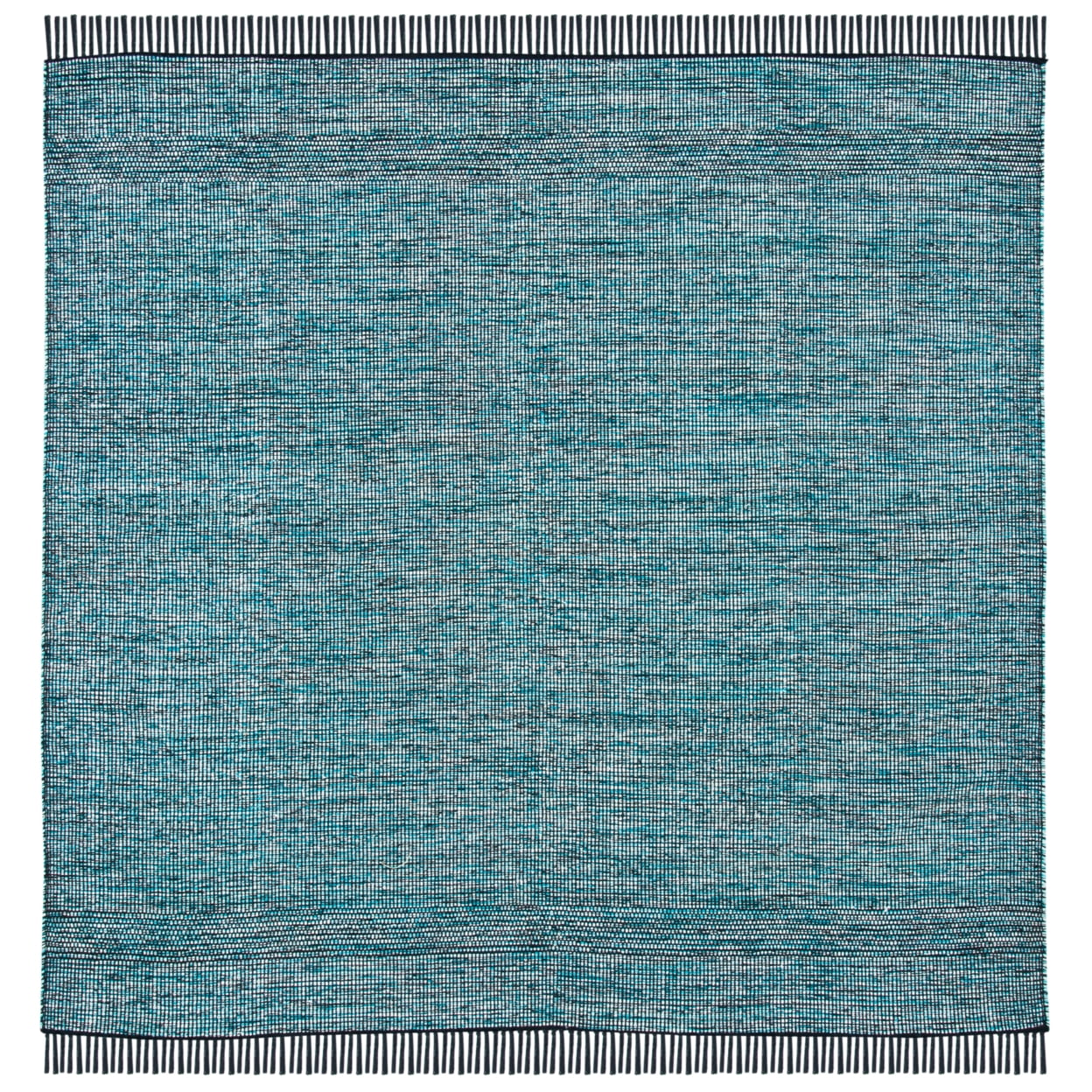 SAFAVIEH Montauk Kelsey Distressed Cotton Area Rug, Turquoise/Black, 4' x 6'