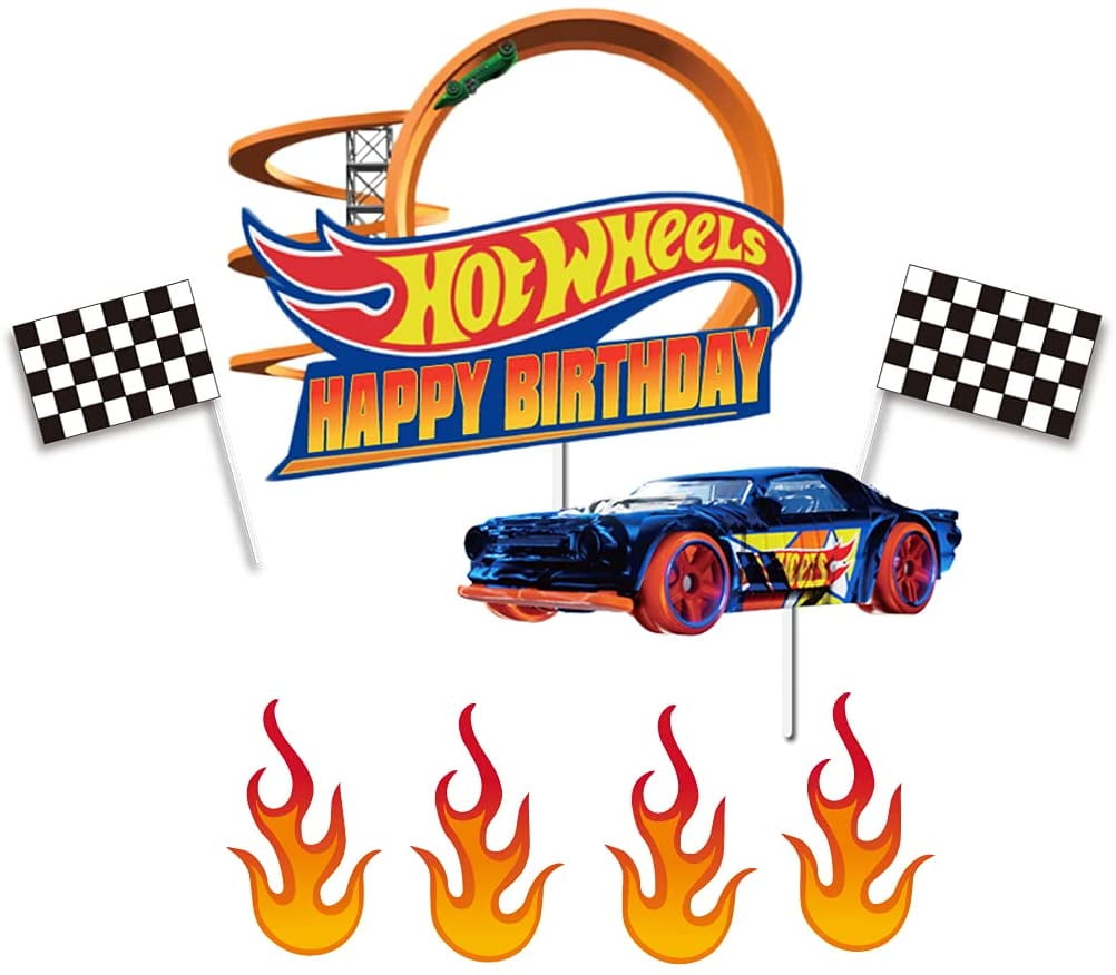 Fire Car Cake Topper Race Car Happy Birthday Cake Decoration - Walmart.com