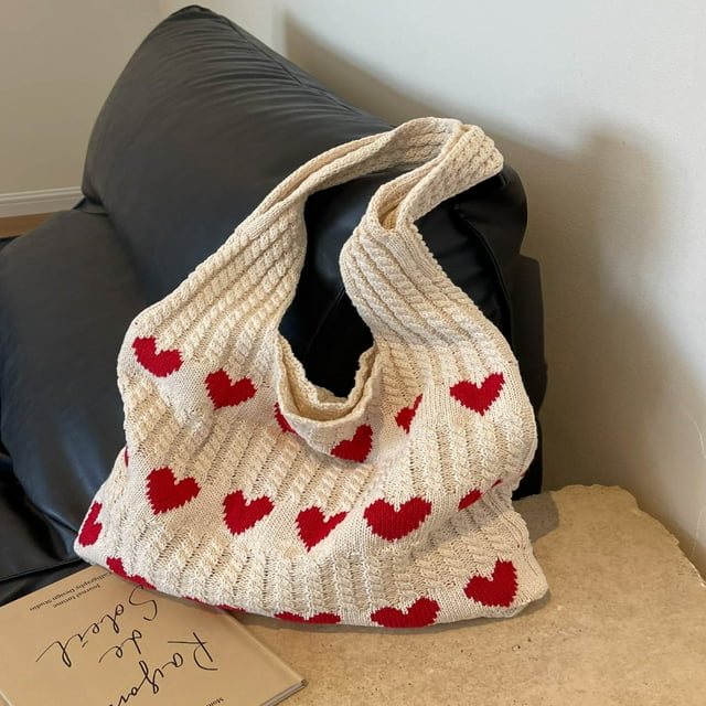 LNGOOR Large Capacity Crochet Hobo Bag Lightweight Portable Foldable Hollow Out Crochet Bag Medium Vacation Beige Simple Literary Retro Style Bag For Teen Girls Women College Students Wh