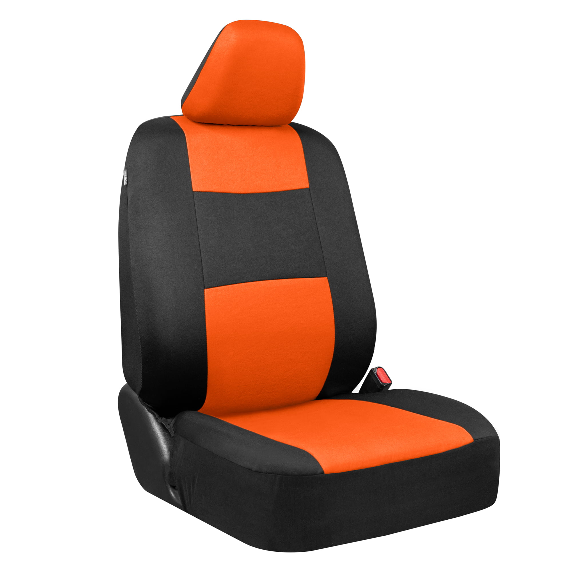 FH Group Car Seat Cover Full Set Striking Striped Orange Car Seat Covers  with Front Seat Covers and Rear Split Bench Car Seat Cover Universal Fit