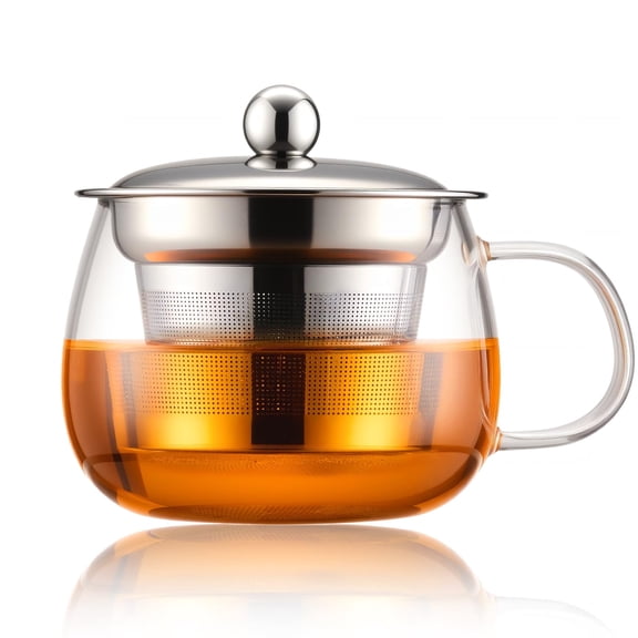 Baalaka 13oz Heat Resistant Glass Tea Mug with Infuser and Lid, for Loose Tea, Blooming Drinks and Bags, Family Daily Use