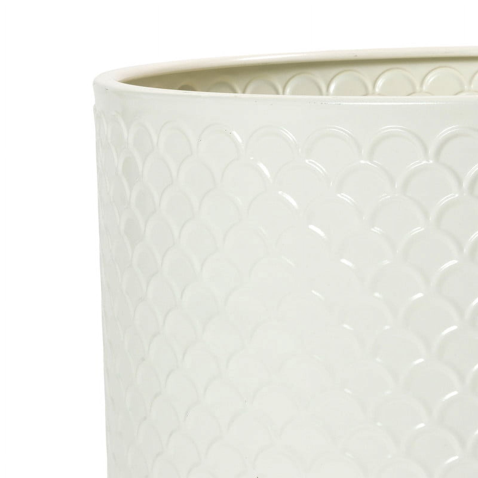 Modern Metal Planter Pot With 4-Leg Black Metal Base - Beige - 18"H x 13.75"W