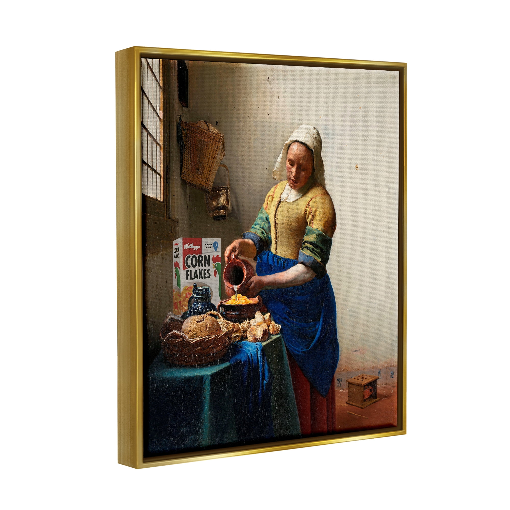Stupell Industries Funny Classic Painting Food & Beverage Painting Gold Floater Framed Art Print Wall Art, 17 x 21