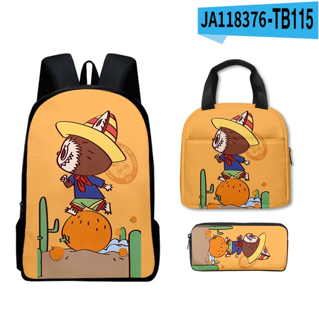 Mario School Backpack Travel Bag Three-piece Lunch Backpack Student Schoolbag Teen School Gift